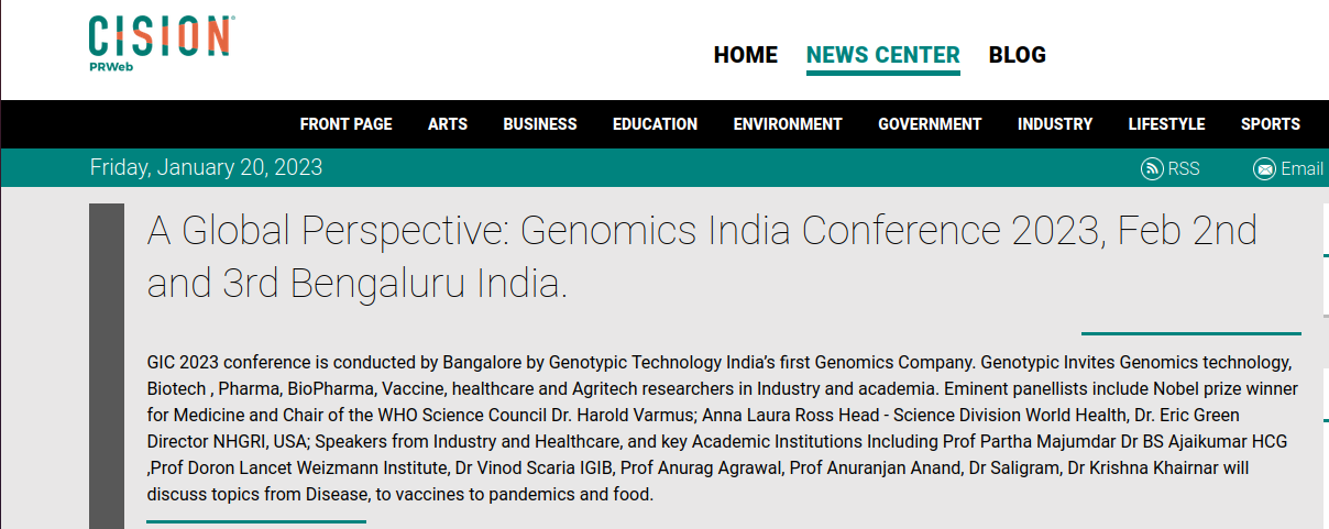 PRESS – Genomics India Conference 2024